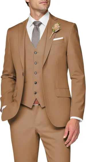 3 Piece Suit Men Slim Fit Wedding Suits for Mens Elegant One Button Jacket Single Breasted Vest Pants Set