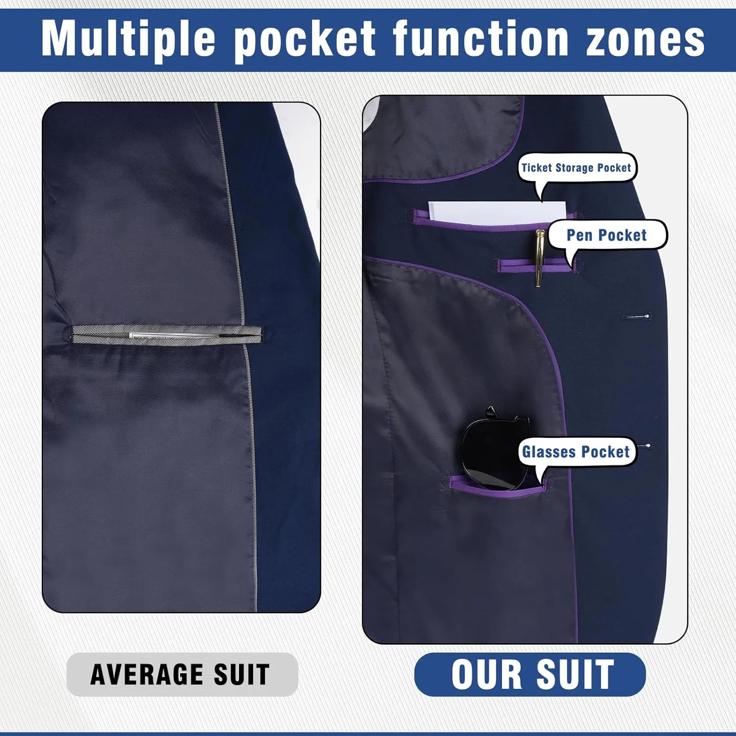 3 Pieces Mens Suit Slim Fit Suits, Two Button Notch Lapel Jacket Vest Pants with Tie for Party/Business