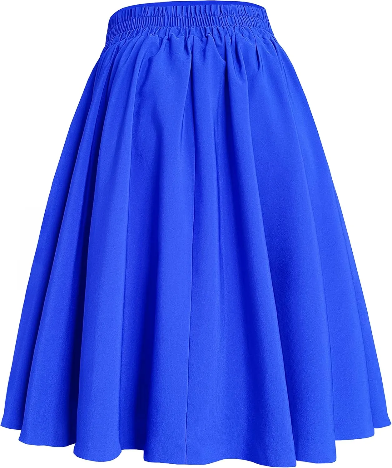 Afibi Womens Vintage High Waist A-Line Skater Skirt Flared Midi Skirt with Pockets
