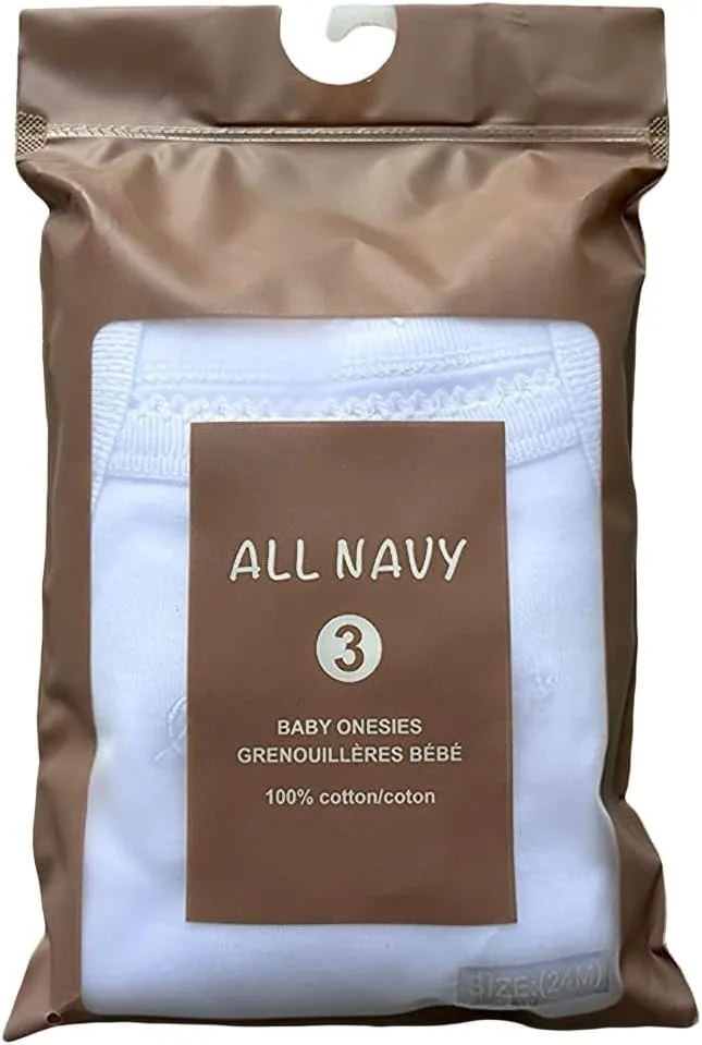 All Navy Cotton Baby Undershirts - Bodysuit for Newborn/Toddler - Lightweight & Breathable - Double Ply Seams, 3-Pack Onesie