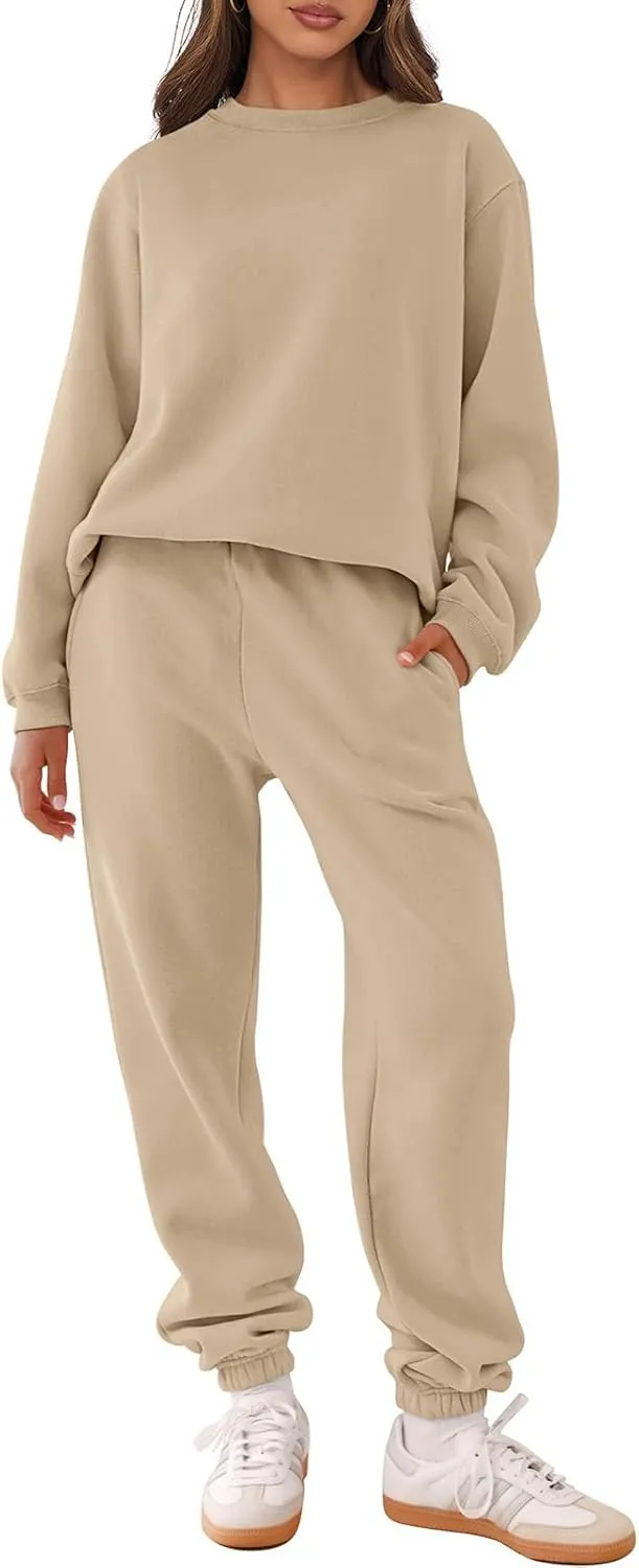 ANRABESS Women's Two Piece Outfits Lounge Set Long Sleeve Crewneck Sweatshirt Jogger Pants Tracksuit Sweatsuit 2024 Fall Sets