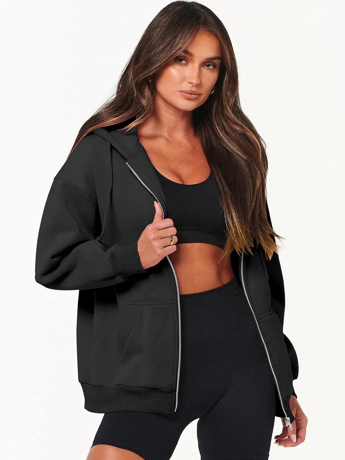 ANRABESS Womens Zip Up Hoodies Long Sleeve Oversized Sweatshirts Fleece Y2K Jacket Pockets 2025 Fall Outfits Fashion Clothes