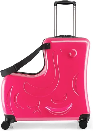 AO WEI LA OW Duffel Bag for Kids Ride-On Suitcase Carry-On Luggage with Wheels (Fuchsia, 20 Inchsuggest 1-6 years old)