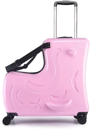 AO WEI LA OW Duffel Bag for Kids Ride-On Suitcase Carry-On Luggage with Wheels (Pink, 20 Inchsuggest 1-6 years old)