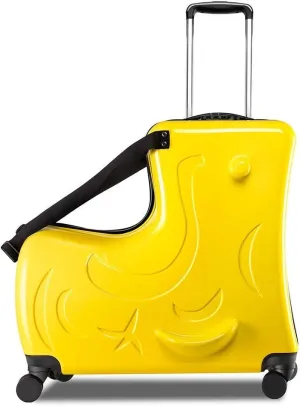 AO WEI LA OW Kids ride-on Suitcase carry-on Tollder Luggage with Wheels Suitcase to Kids aged 3-6 Years Old (Yellow, 20 Inch)