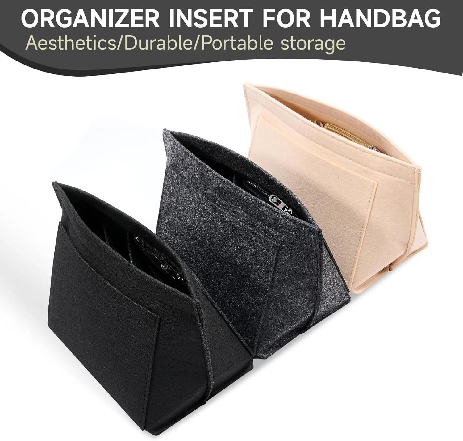 Bag Organizer Insert for Tote Bag, Felt Purse Organizer Handbag Backpack Compatible with Longchamp, Le Pliage, LV, Coach