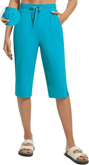 baleaf Women's Long Shorts Quick Dry 15" Swim Pants with Liner UPF50  Swim Capris with Pockets