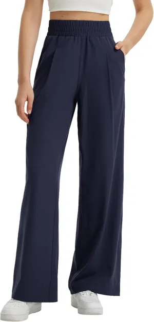 baleaf Women's Track Pants Lightweight Athletic Travel Wide Leg Pants with Pockets 30" Work Lounge Loose Fit UPF50 