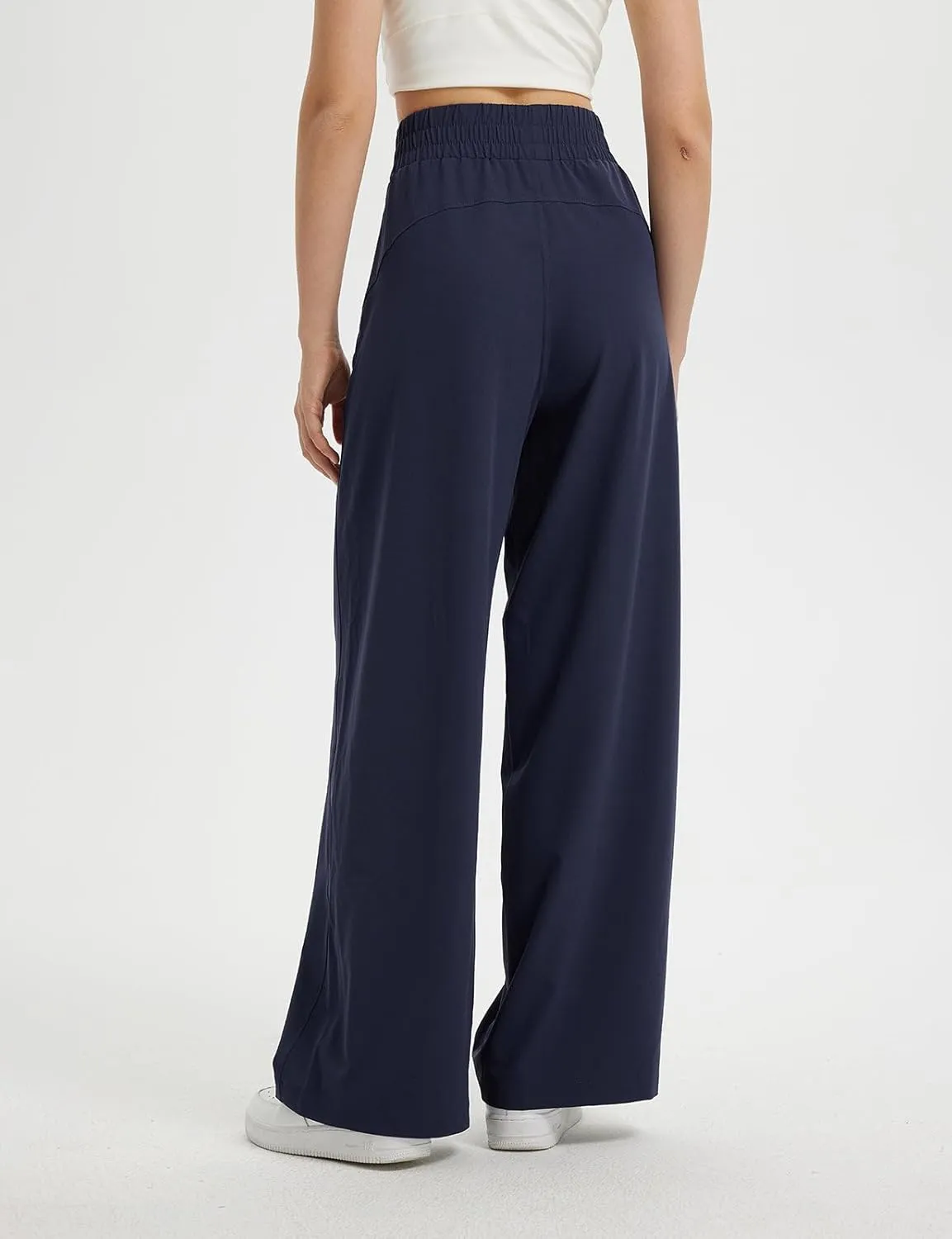 baleaf Women's Track Pants Lightweight Athletic Travel Wide Leg Pants with Pockets 30" Work Lounge Loose Fit UPF50 