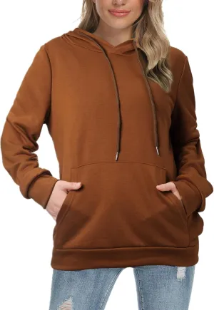 Barlver Women's Casual Hoodies Long Sleeve Sweatshirts Cowl Neck Drawstring Hooded Pullover Top with Pockets