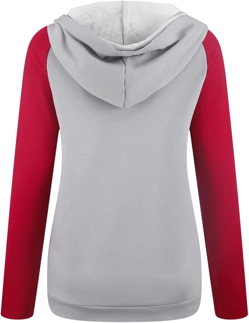 Barlver Women's Casual Hoodies Long Sleeve Sweatshirts Cowl Neck Drawstring Hooded Pullover Top with Pockets