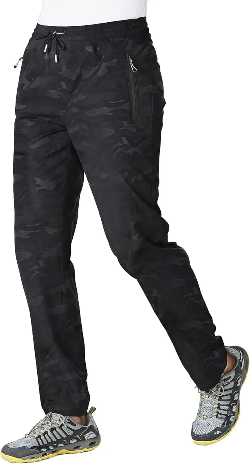 BASUDAM Men's Athletic Pants Thin Lightweight Quick Dry Zipper Pockets Outdoor Sports Pants for Running Jogging Hiking