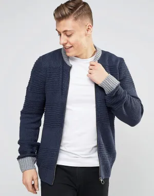Bellfield Zip Through Baseball Knit