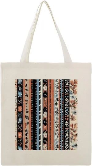 Bohemian Stripe Tote Bag for Women Vintage Bohemian Aesthetic Reusable Shopping Grocery Bags Gifts for Women Mother