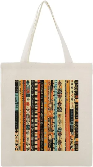 Bohemian Stripe Tote Bag for Women Vintage Bohemian Aesthetic Reusable Shopping Grocery Bags Gifts for Women Mother