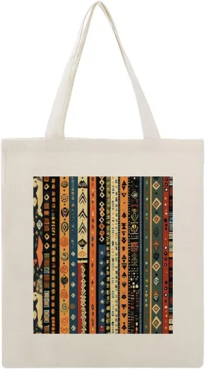 Bohemian Stripe Tote Bag for Women Vintage Bohemian Aesthetic Reusable Shopping Grocery Bags Gifts for Women Mother