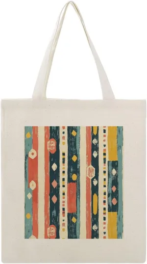 Bohemian Stripe Tote Bag for Women Vintage Bohemian Aesthetic Reusable Shopping Grocery Bags Gifts for Women Mother