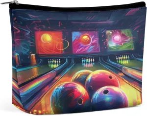 Bowling Balls Travel Makeup Bag Large Toiletry Bag for Women Waterproof Cosmetic Bags for Purse Portable Makeup Organizer Bags Cute Zipper Pouch Cosmetic Pouch Funny Travel Makeupbag