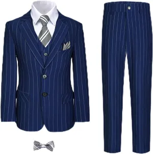 Boy Suits Stripe Tuxedo Suit Set Complete Outfit Formal Wedding Party Wear Ring Bearer Outfit