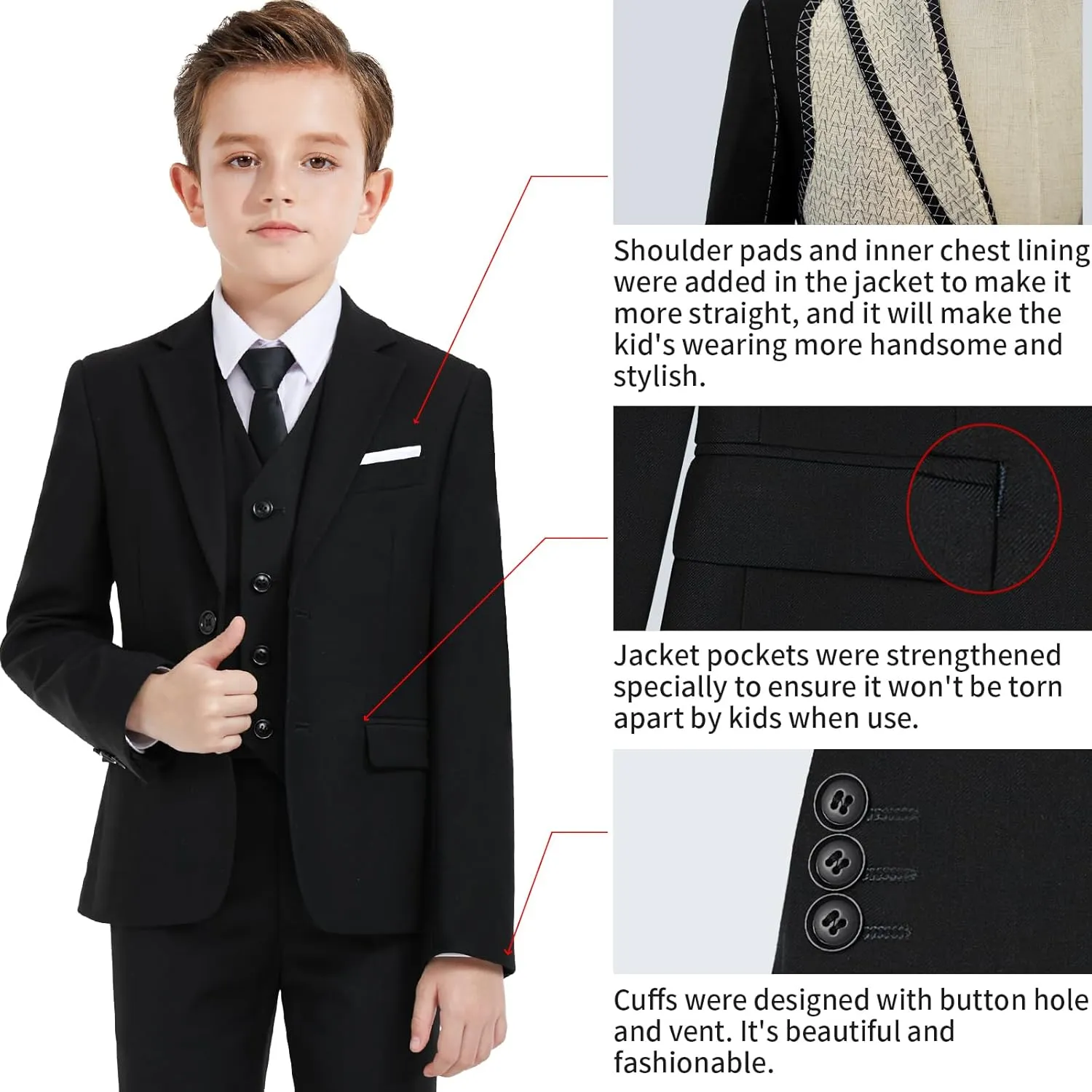 Boys Suit Teenager Suits Set for Boys, Kids Slim Fit Formal Wear Tuxedo, Ring Bearer Outfit for Wedding