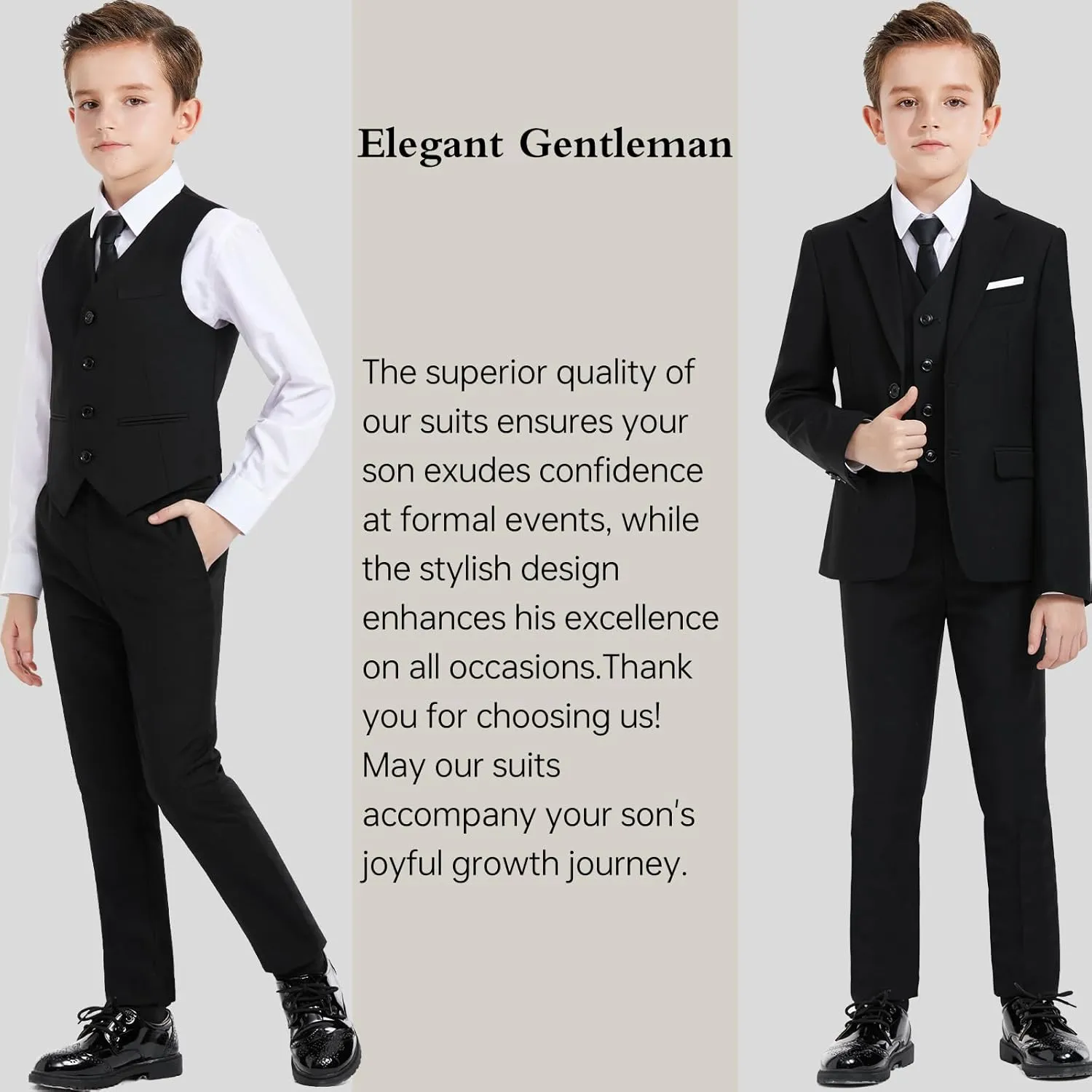Boys Suit Teenager Suits Set for Boys, Kids Slim Fit Formal Wear Tuxedo, Ring Bearer Outfit for Wedding