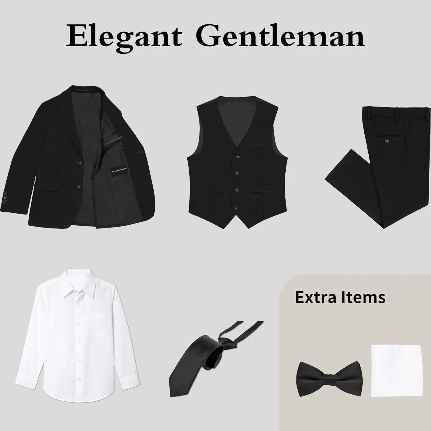 Boys Suit Teenager Suits Set for Boys, Kids Slim Fit Formal Wear Tuxedo, Ring Bearer Outfit for Wedding
