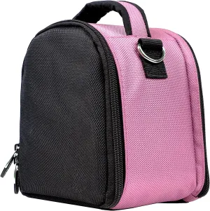 BPC Compact DSLR Camera Bag | Padded Nylon Case for Camera and Accessories | Lightweight Travel Camera Pouch with Quick-Access Pocket, Adjustable Strap, and Top Handle (Baby Pink)