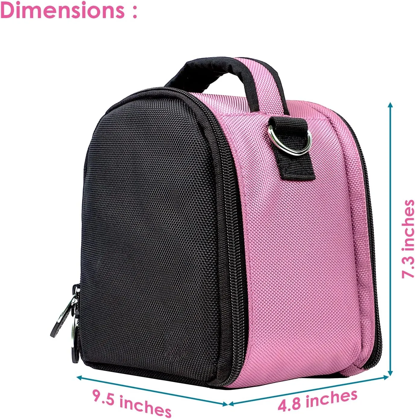 BPC Compact DSLR Camera Bag | Padded Nylon Case for Camera and Accessories | Lightweight Travel Camera Pouch with Quick-Access Pocket, Adjustable Strap, and Top Handle (Baby Pink)
