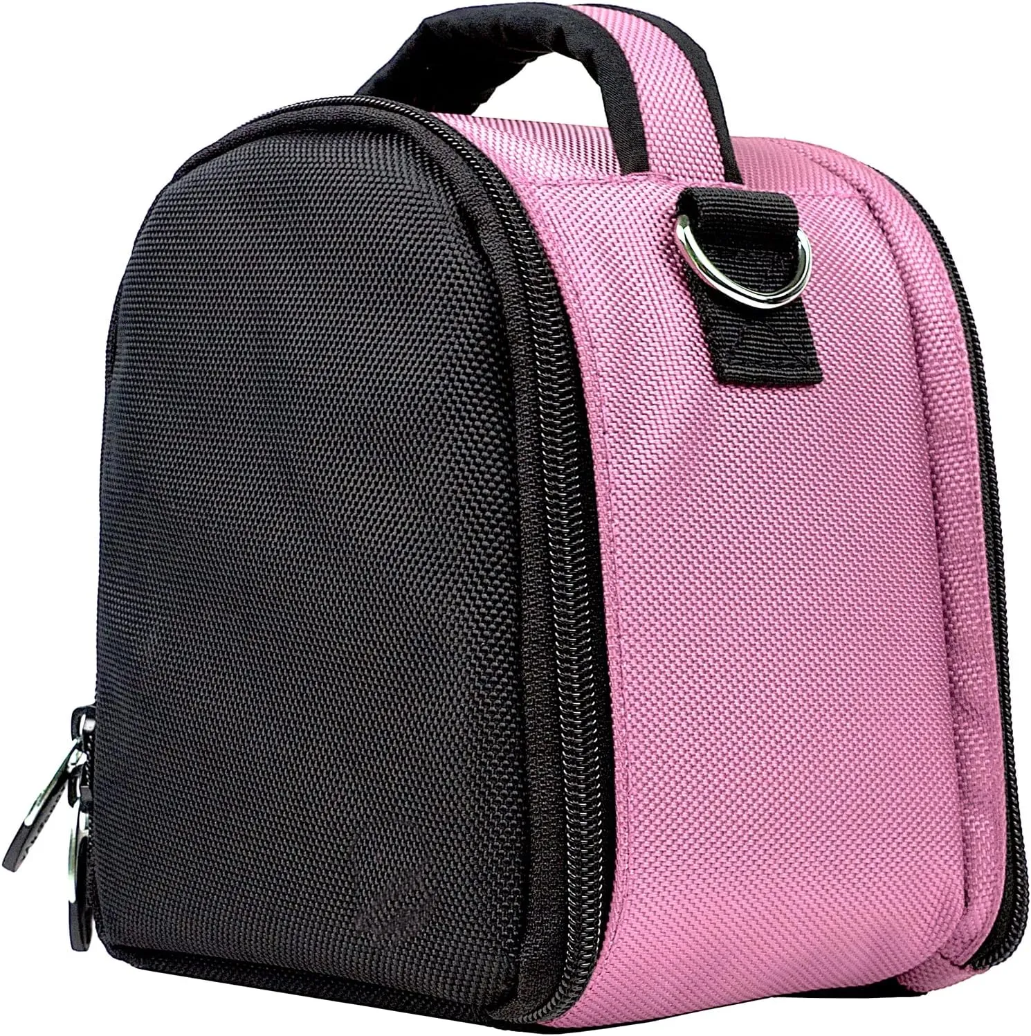 BPC Compact DSLR Camera Bag | Padded Nylon Case for Camera and Accessories | Lightweight Travel Camera Pouch with Quick-Access Pocket, Adjustable Strap, and Top Handle (Baby Pink)