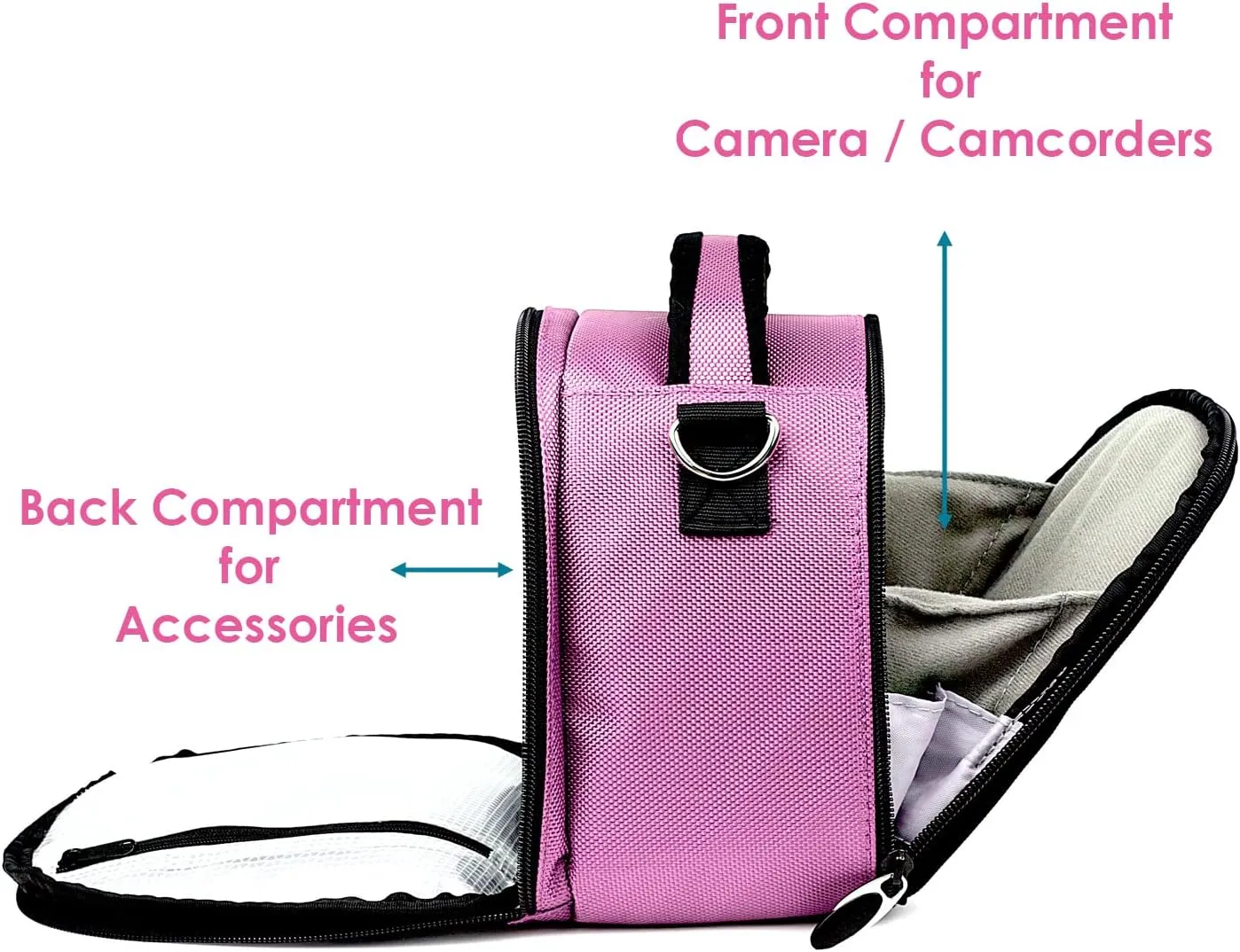BPC Compact DSLR Camera Bag | Padded Nylon Case for Camera and Accessories | Lightweight Travel Camera Pouch with Quick-Access Pocket, Adjustable Strap, and Top Handle (Baby Pink)