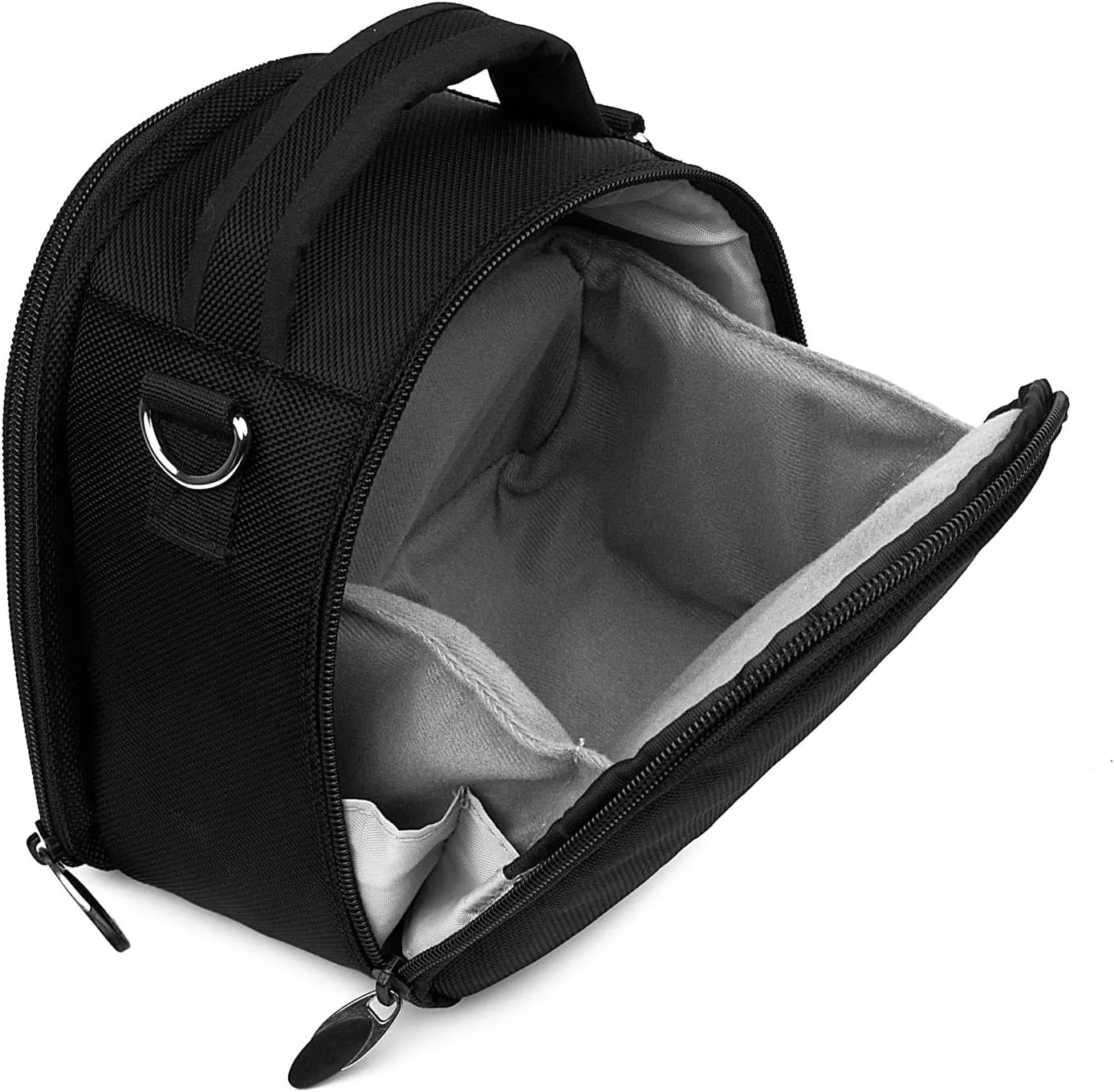 BPC Portable DSLR Camera Bag with Accessory Pocket, Compact Travel Camera Pouch for Camcorders and Gear, Adjustable Shoulder Strap, and Rear Storage (Black)
