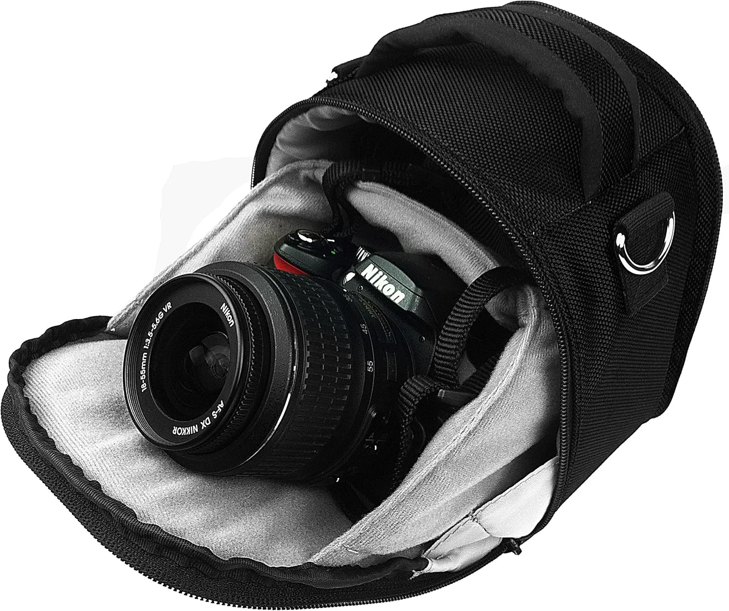 BPC Portable DSLR Camera Bag with Accessory Pocket, Compact Travel Camera Pouch for Camcorders and Gear, Adjustable Shoulder Strap, and Rear Storage (Black)