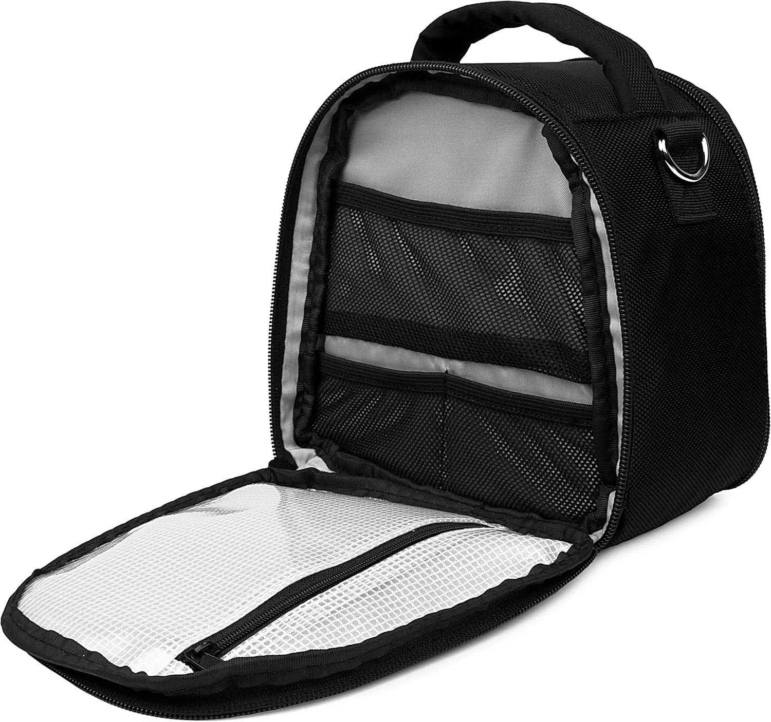 BPC Portable DSLR Camera Bag with Accessory Pocket, Compact Travel Camera Pouch for Camcorders and Gear, Adjustable Shoulder Strap, and Rear Storage (Black)