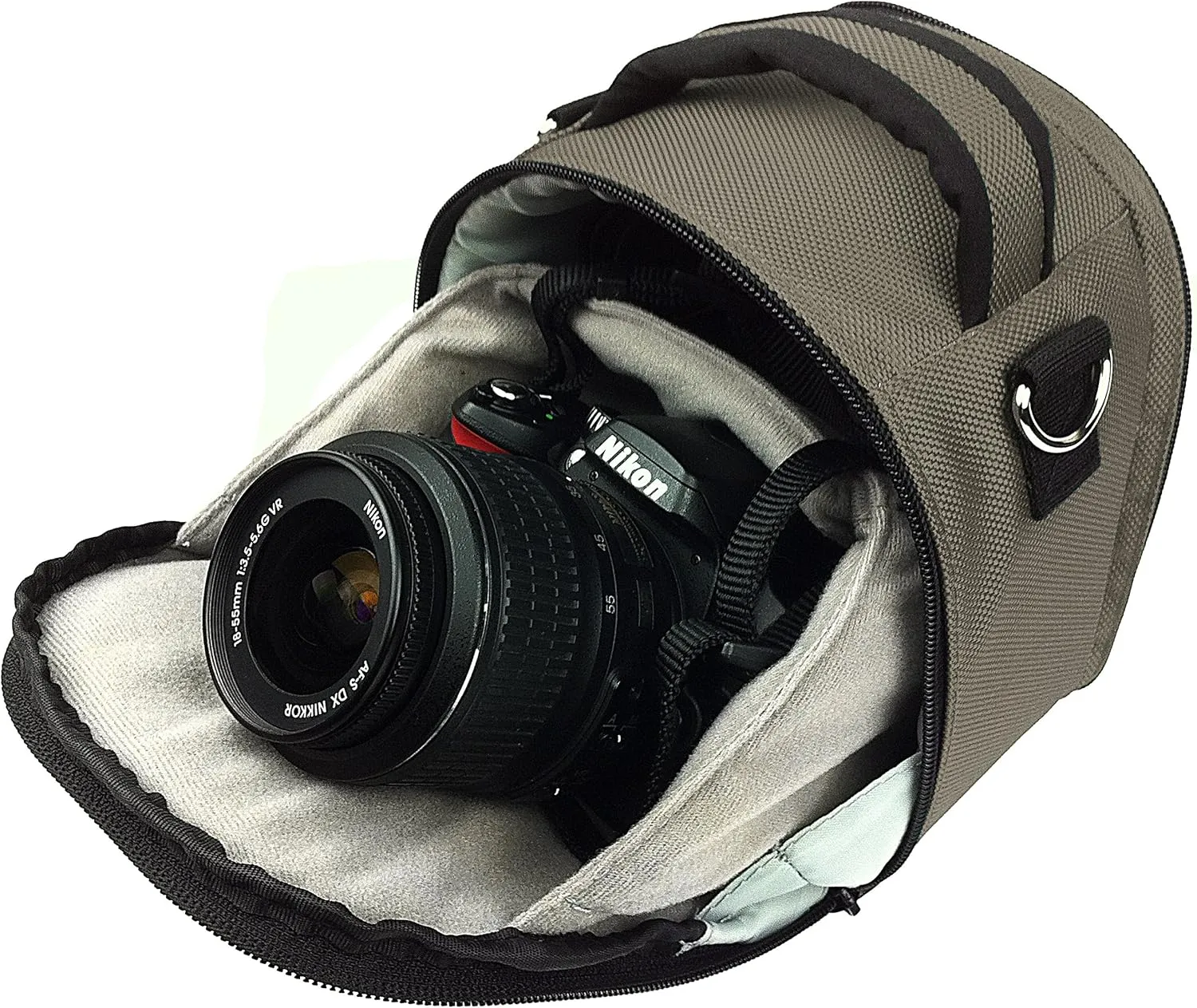 BPC Portable DSLR Camera Bag with Accessory Pocket, Compact Travel Camera Pouch for Camcorders and Gear, Adjustable Shoulder Strap, and Rear Storage (Grey)