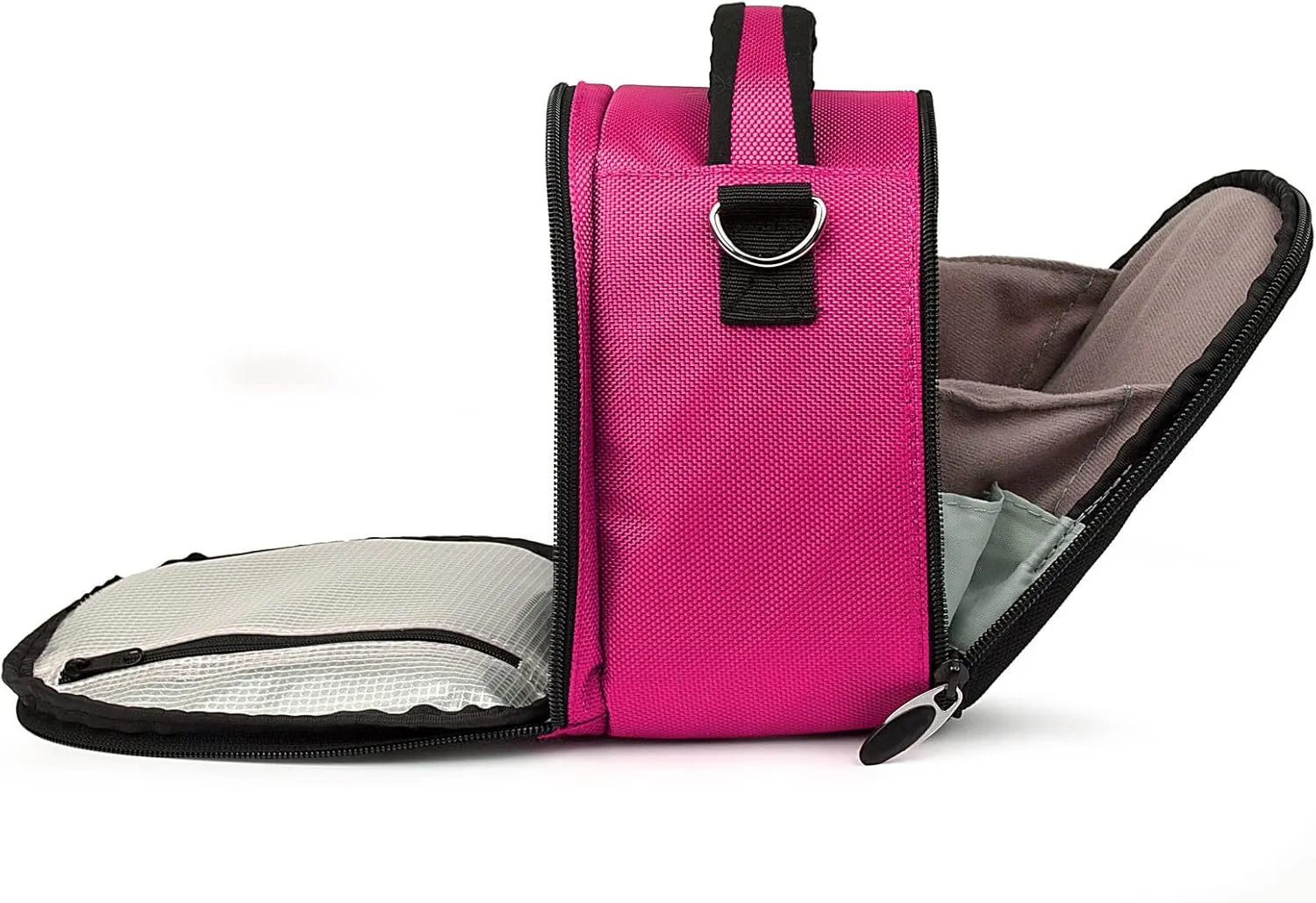BPC Portable DSLR Camera Bag with Accessory Pocket, Compact Travel Camera Pouch for Camcorders and Gear, Adjustable Shoulder Strap, and Rear Storage (Hot Pink)