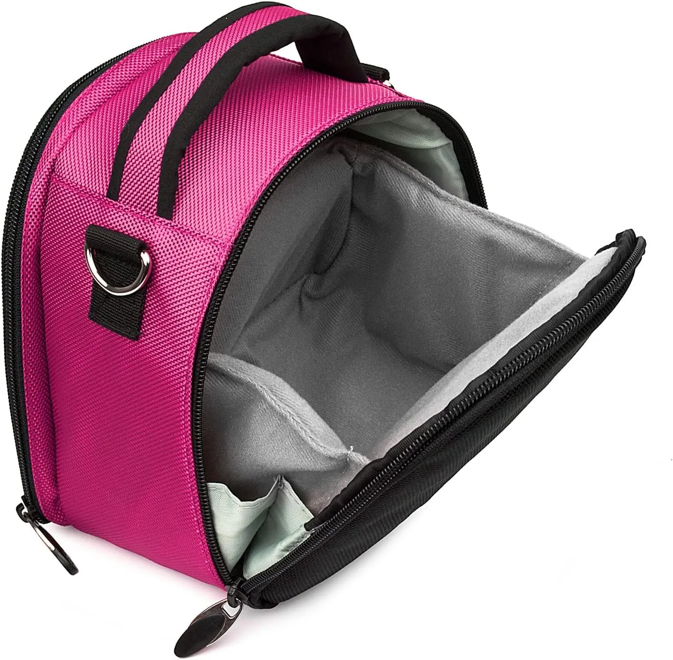 BPC Portable DSLR Camera Bag with Accessory Pocket, Compact Travel Camera Pouch for Camcorders and Gear, Adjustable Shoulder Strap, and Rear Storage (Hot Pink)