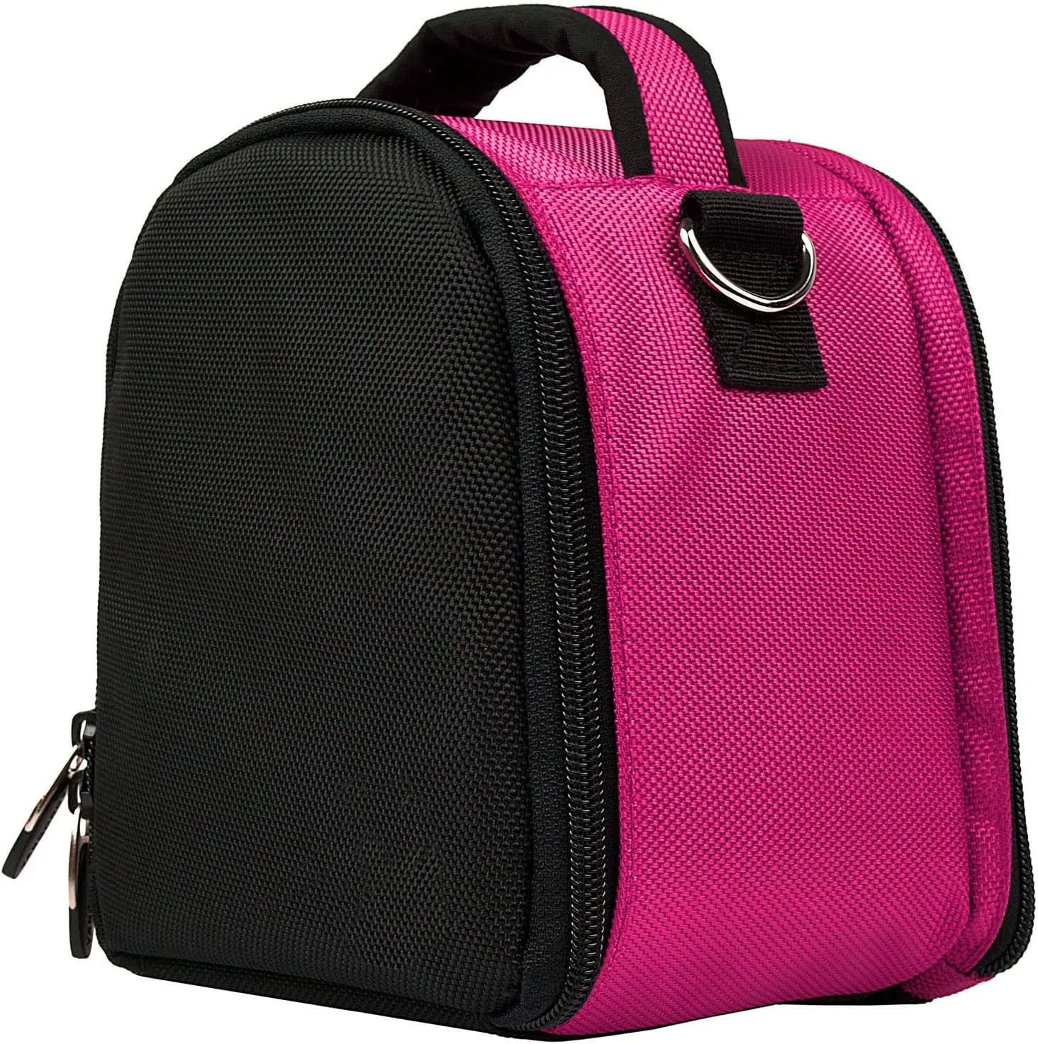 BPC Portable DSLR Camera Bag with Accessory Pocket, Compact Travel Camera Pouch for Camcorders and Gear, Adjustable Shoulder Strap, and Rear Storage (Hot Pink)