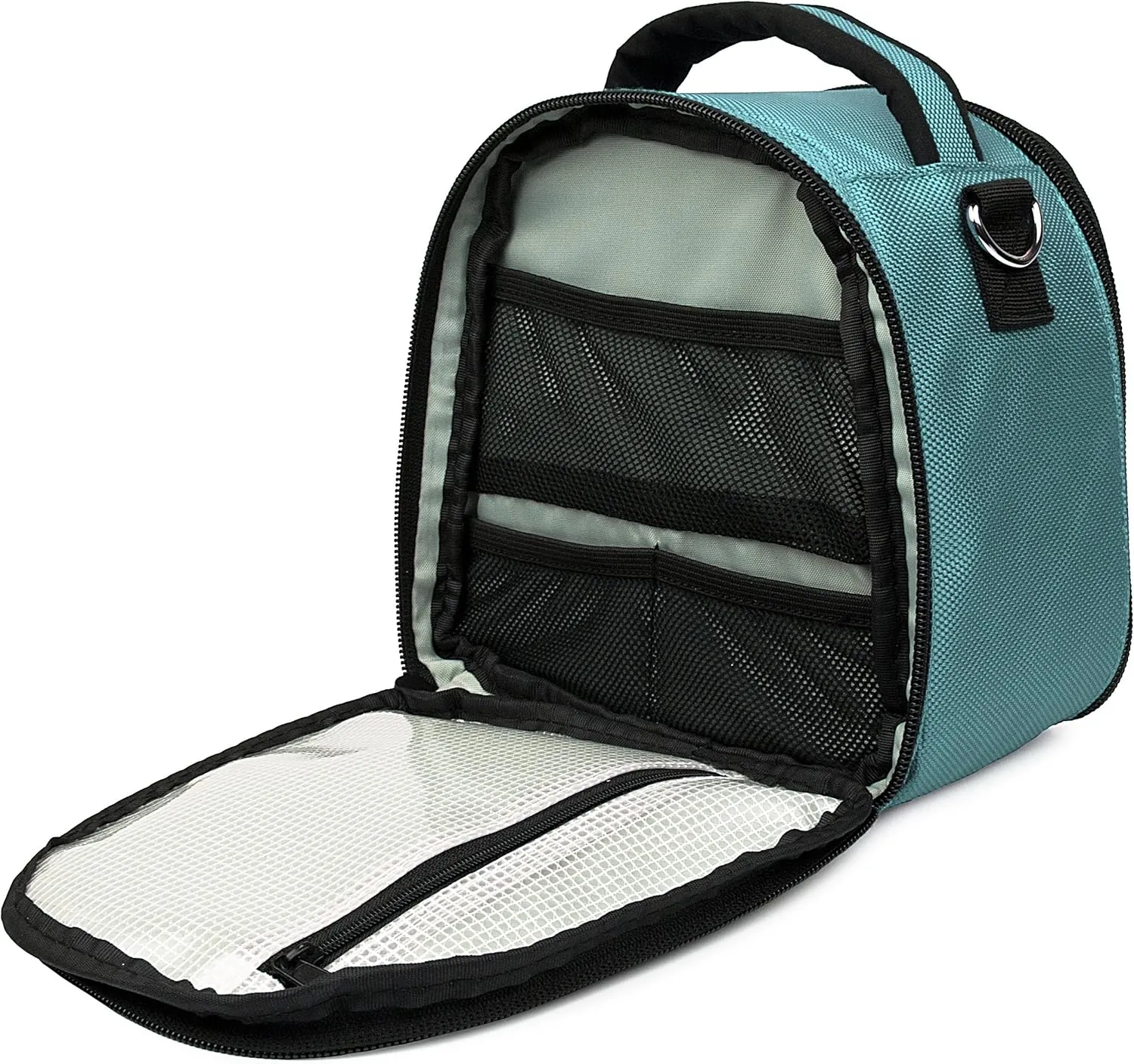 BPC Portable DSLR Camera Bag with Accessory Pocket, Compact Travel Camera Pouch for Camcorders and Gear, Adjustable Shoulder Strap, and Rear Storage (Sky Blue)