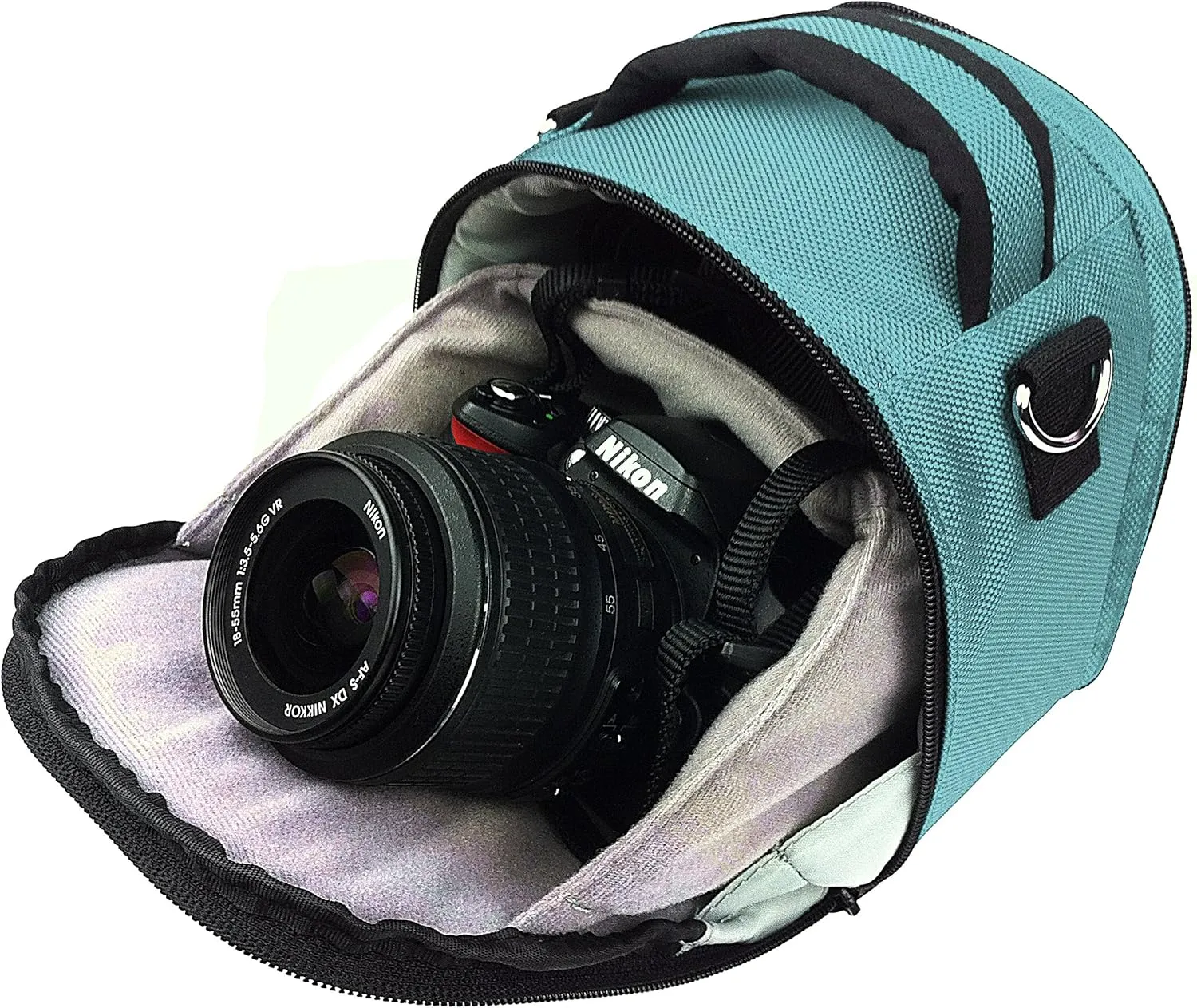 BPC Portable DSLR Camera Bag with Accessory Pocket, Compact Travel Camera Pouch for Camcorders and Gear, Adjustable Shoulder Strap, and Rear Storage (Sky Blue)