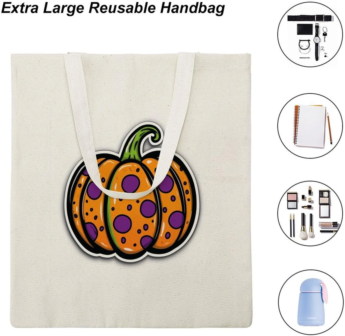 Buffalo Check Halloween Orange And Black The Tote Bag Decorations Reusable Shoulder Tote Bag for Shopping, Gym