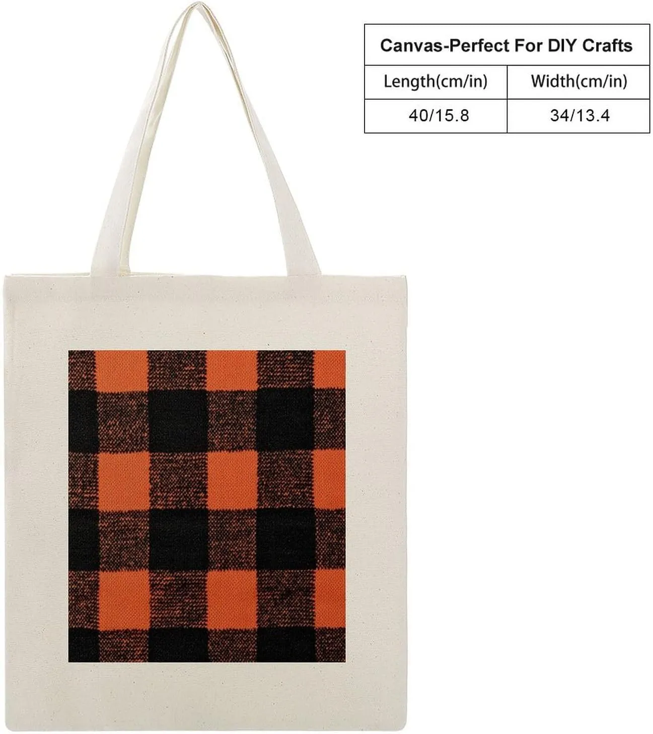 Buffalo Check Halloween Orange And Black The Tote Bag Decorations Reusable Shoulder Tote Bag for Shopping, Gym