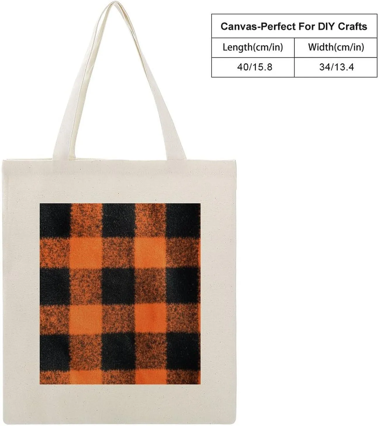 Buffalo Check Halloween Orange And Black The Tote Bag Decorations Reusable Shoulder Tote Bag for Shopping, Gym
