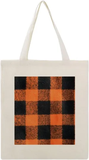Buffalo Check Halloween Orange And Black The Tote Bag Decorations Reusable Shoulder Tote Bag for Shopping, Gym
