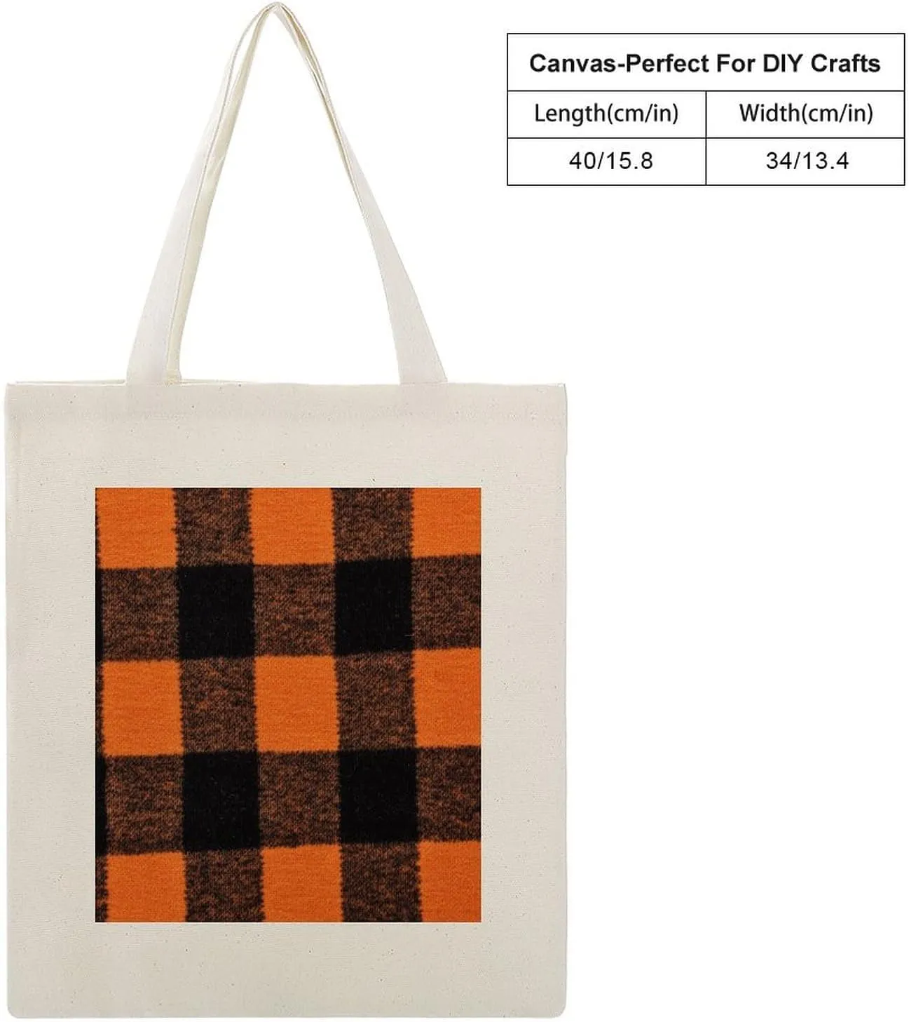 Buffalo Check Halloween Orange And Black The Tote Bag Decorations Reusable Shoulder Tote Bag for Shopping, Gym