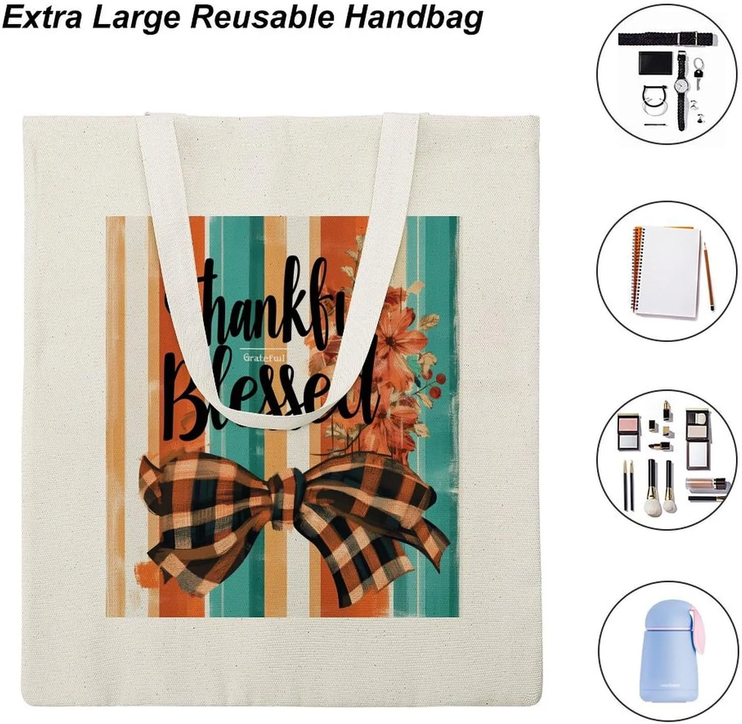 Buffalo Check Halloween Orange And Black The Tote Bag Decorations Reusable Shoulder Tote Bag for Shopping, Gym