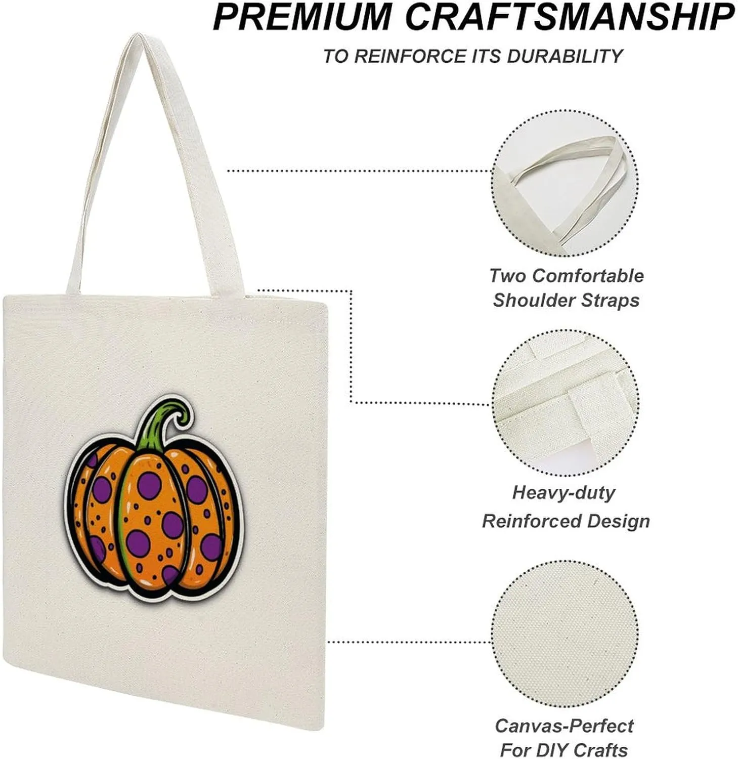 Buffalo Check Halloween Orange And Black The Tote Bag Decorations Reusable Shoulder Tote Bag for Shopping, Gym