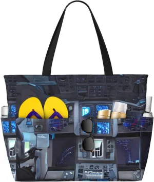 Cabin of the Future Print 28L Beach Tote Bag, Water-resistant Travel Tote, Lightweight Gym & Camping Carryall