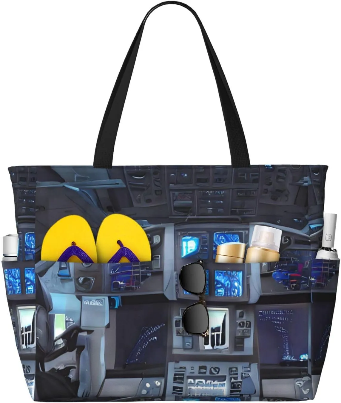Cabin of the Future Print 28L Beach Tote Bag, Water-resistant Travel Tote, Lightweight Gym & Camping Carryall