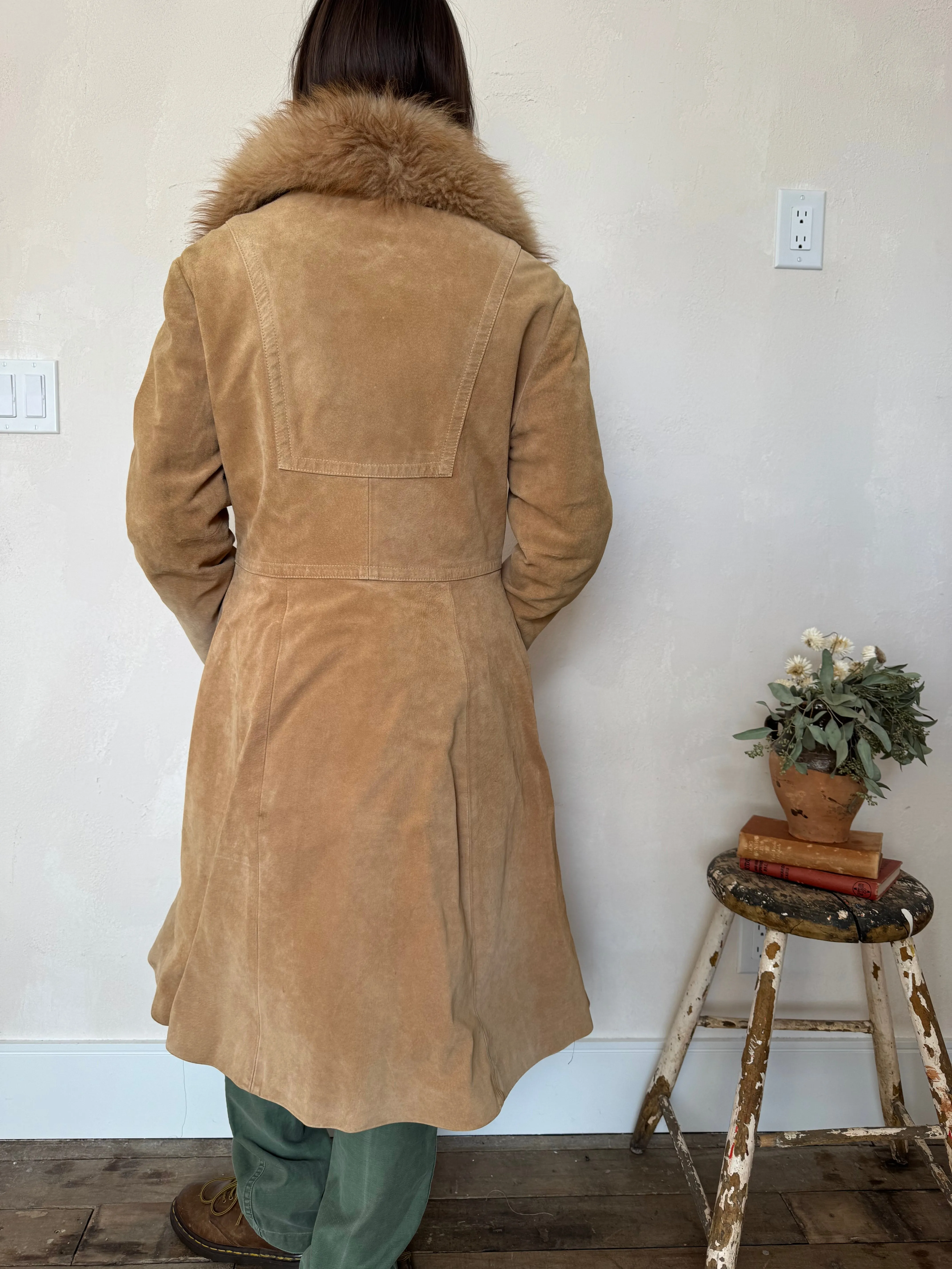 Camel Suede   Fur Trench