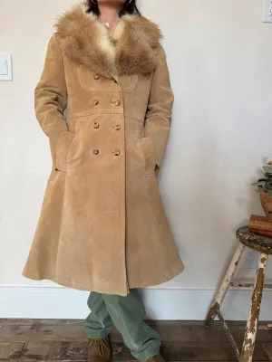 Camel Suede   Fur Trench